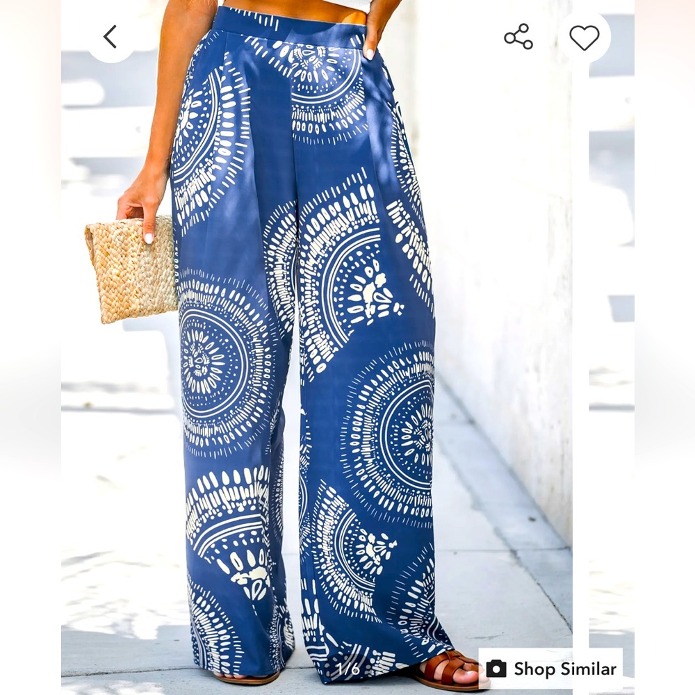 Wide leg abstract print pant